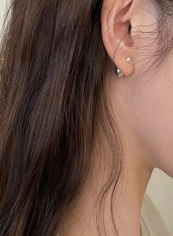 Izpack Cute Bead Ball Double Sided Front Back Stud Earrings for Women 925 Sterling Silver Cartilage Sleeper Ear Jackets Studs Earring Fashion 2 in 1 Jewelry Gifts for Daughter Hypoallergenic - Image 2